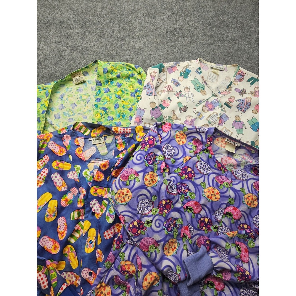 Lot Of 4- Scrubs Tops Only Women Size Small(3) & XS(1)